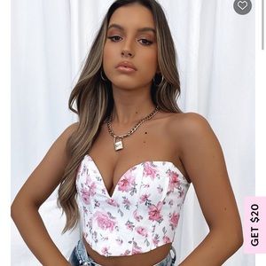 White Fox Pink Rose Corset